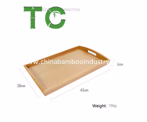 Wholesale Solid Beech Wood Serving Tray Cutlery Tray Food Coffee Serving Tray with Handle Breakfast Tray