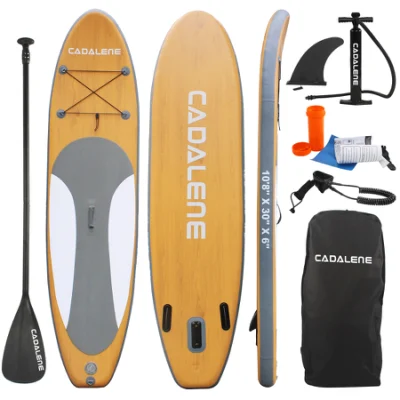 Usine bon marché Durable gonflable bois Grainpaddle Board gonflable Sup pêche Sup pour planche de surf surf